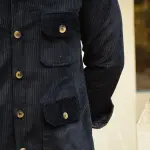 Navy Blue Corduroy Hunting Shacket | Premium Men's Outerwear | Classic Shirt-Jacket Design | Comfortable Cotton Corduroy | Size 36-44